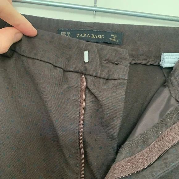 Zara Basic brown trousers with light black spotted pattern - Picture 7 of 9